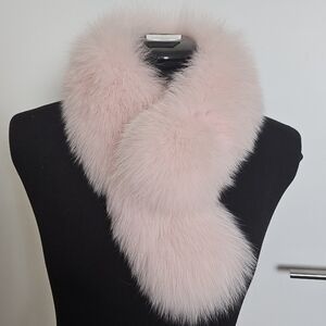 Ma*rs Gyaru Genuine Fox Fur Tippet Scarf With Leopard Satin Lining And Clip
